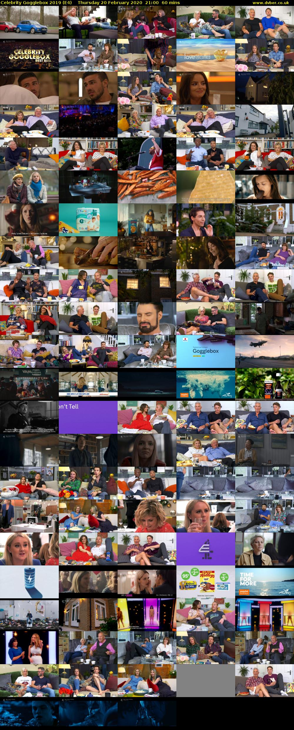Celebrity Gogglebox 2019 (E4) Thursday 20 February 2020 21:00 - 22:00