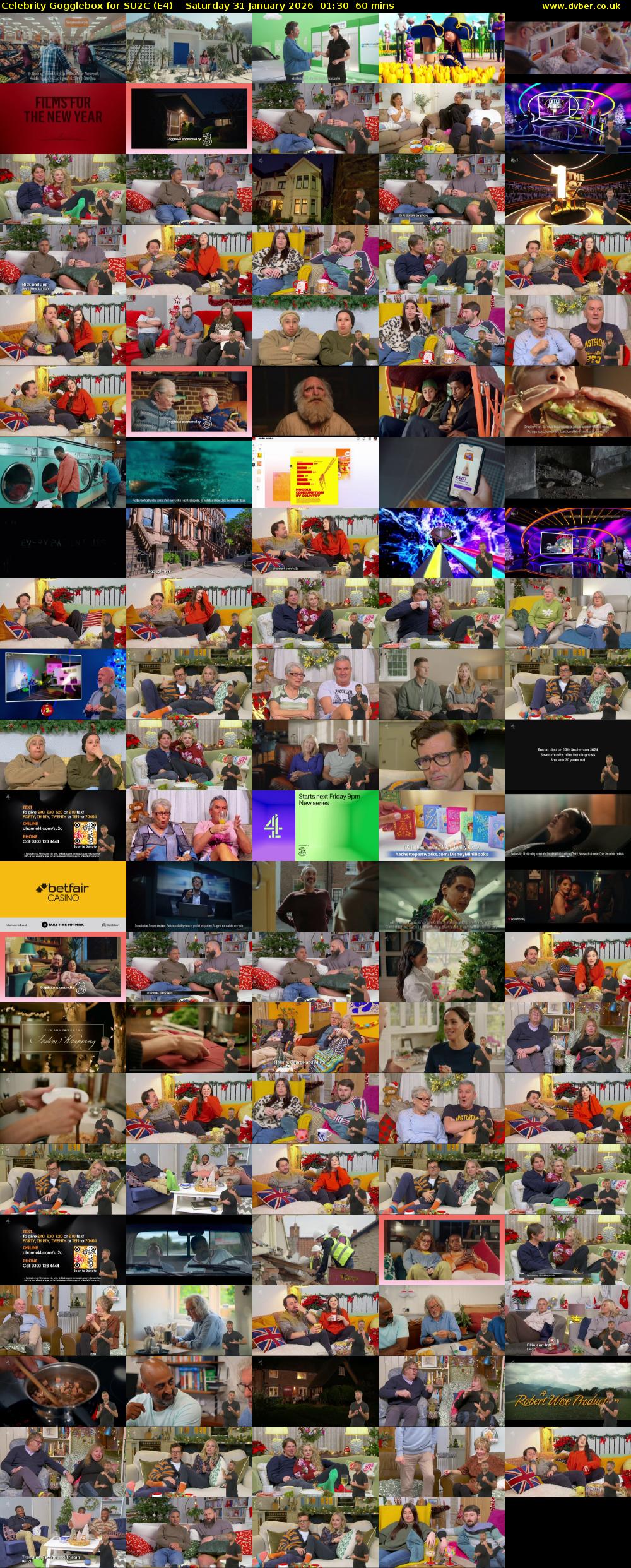 Celebrity Gogglebox for SU2C (E4) Saturday 31 January 2026 01:30 - 02:30