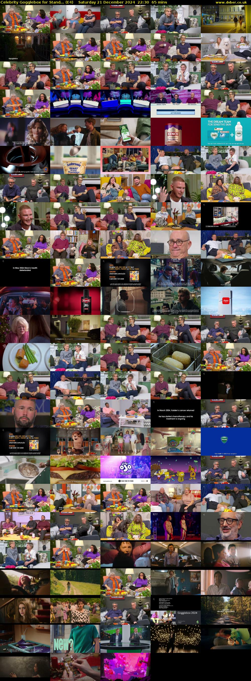 Celebrity Gogglebox for Stand... (E4) Saturday 21 December 2024 22:30 - 23:35