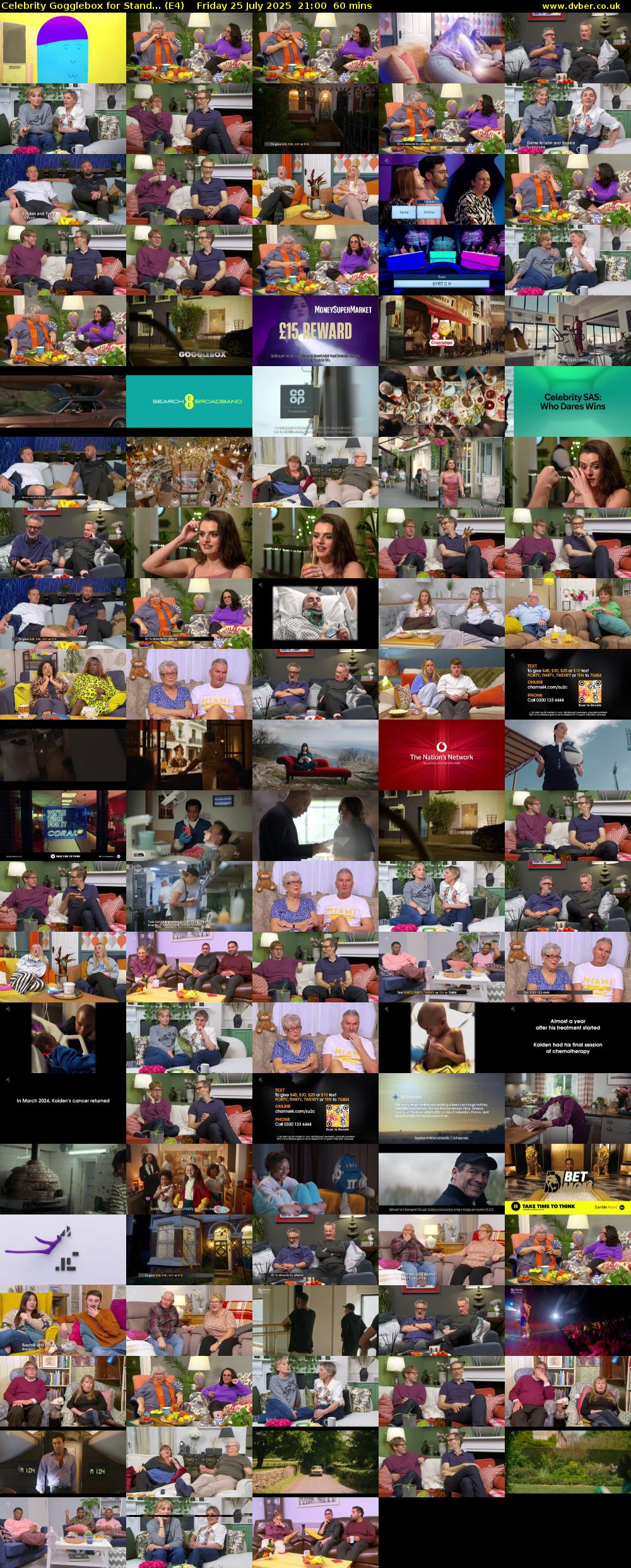 Celebrity Gogglebox for Stand... (E4) Friday 25 July 2025 21:00 - 22:00
