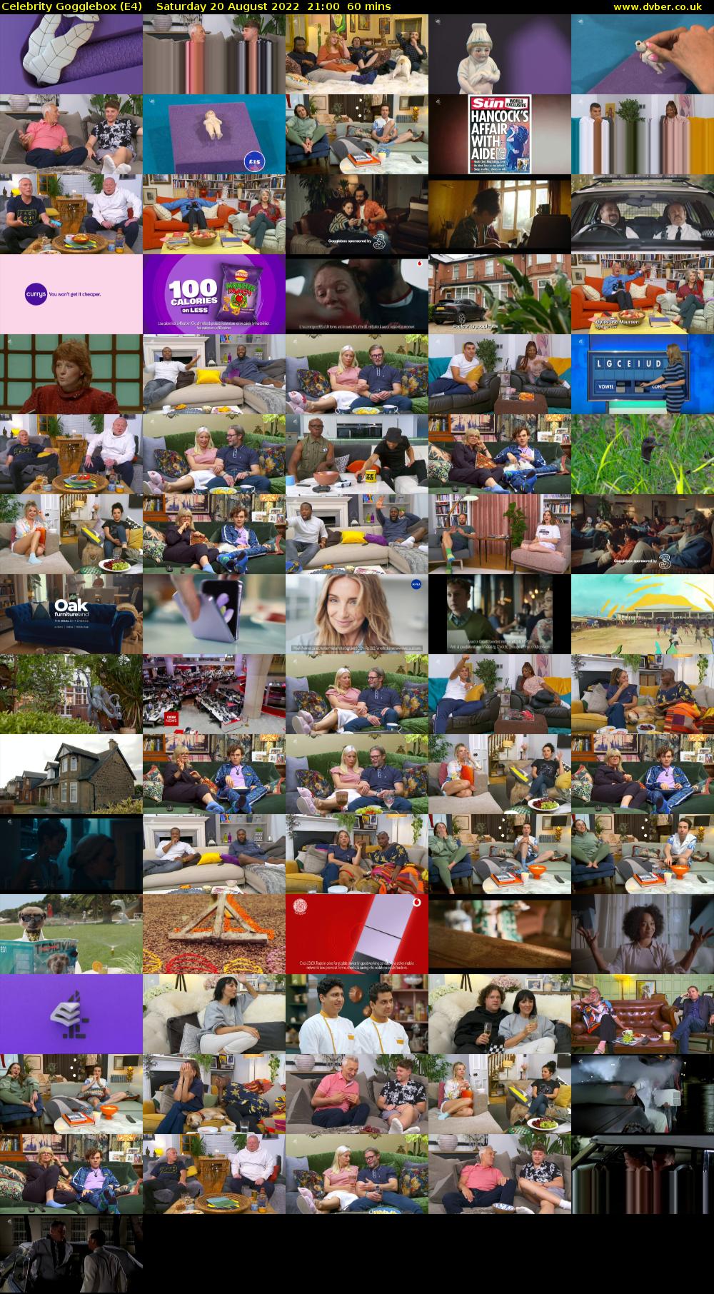 Celebrity Gogglebox (E4) Saturday 20 August 2022 21:00 - 22:00