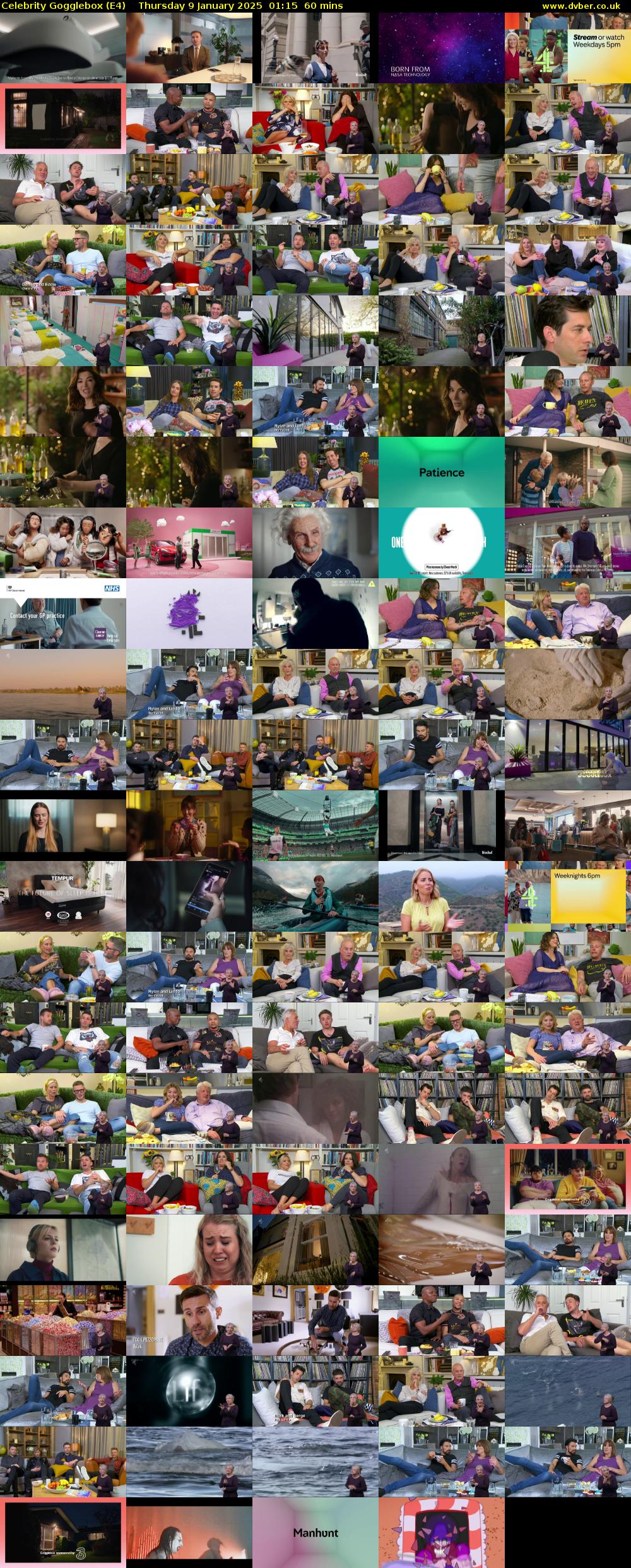 Celebrity Gogglebox (E4) Thursday 9 January 2025 01:15 - 02:15