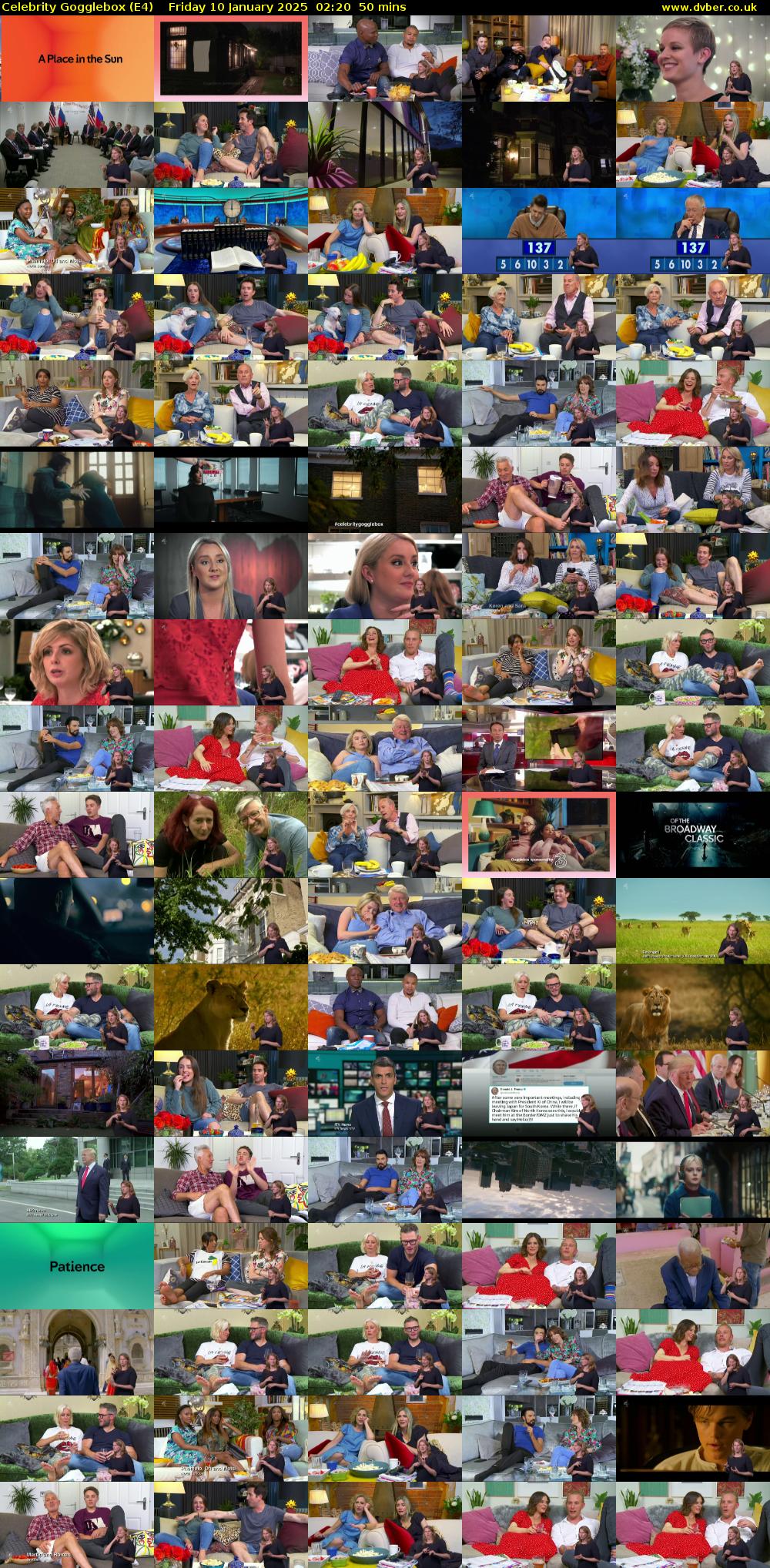 Celebrity Gogglebox (E4) Friday 10 January 2025 02:20 - 03:10