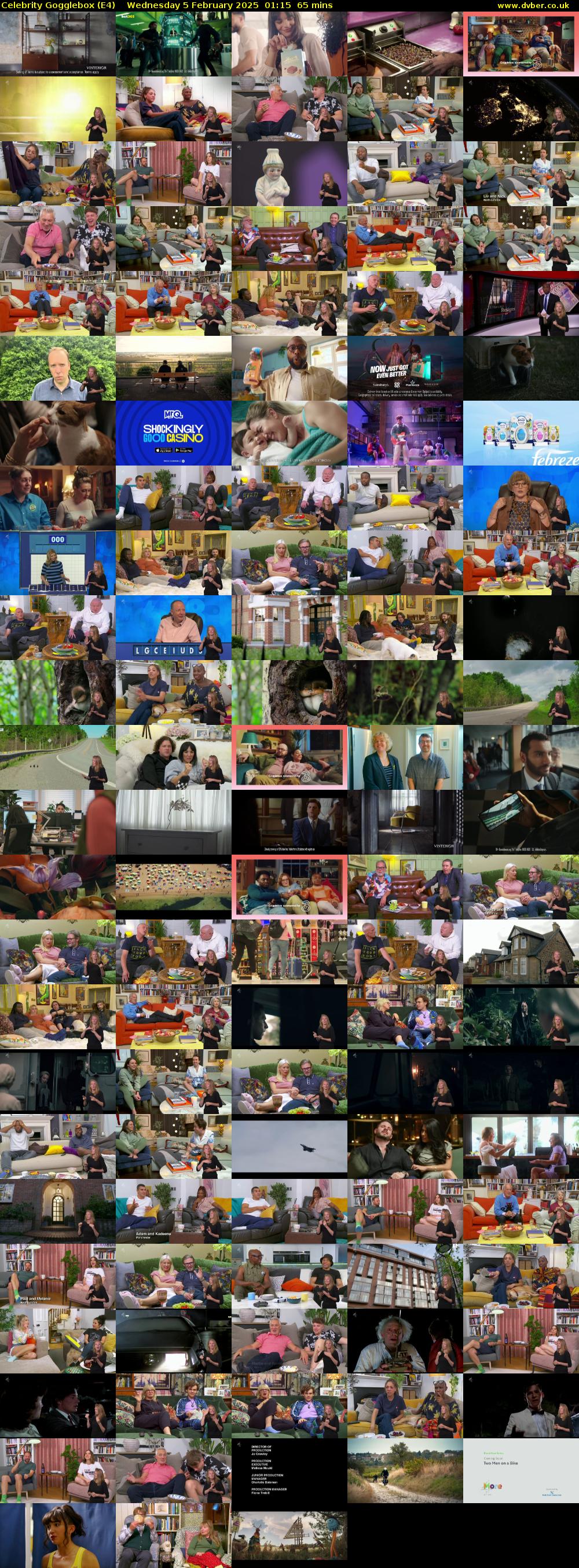 Celebrity Gogglebox (E4) Wednesday 5 February 2025 01:15 - 02:20