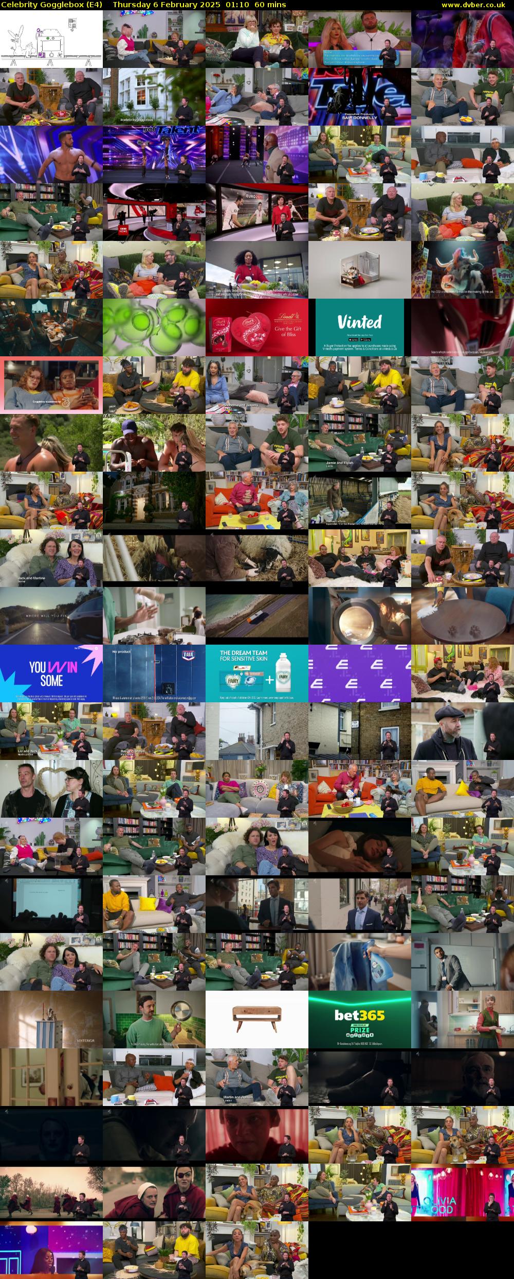 Celebrity Gogglebox (E4) Thursday 6 February 2025 01:10 - 02:10