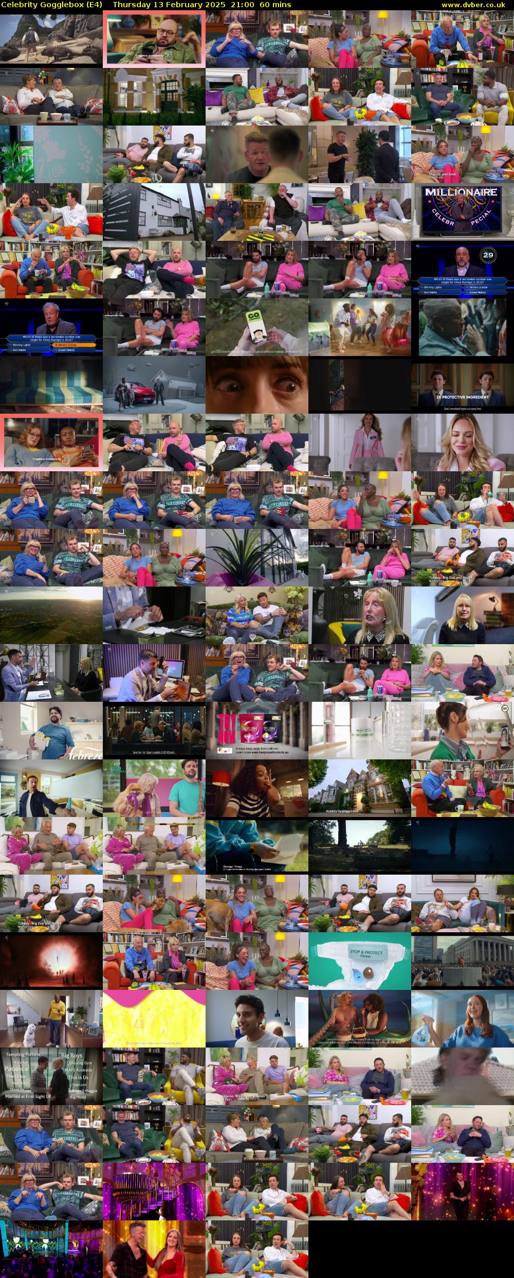 Celebrity Gogglebox (E4) Thursday 13 February 2025 21:00 - 22:00