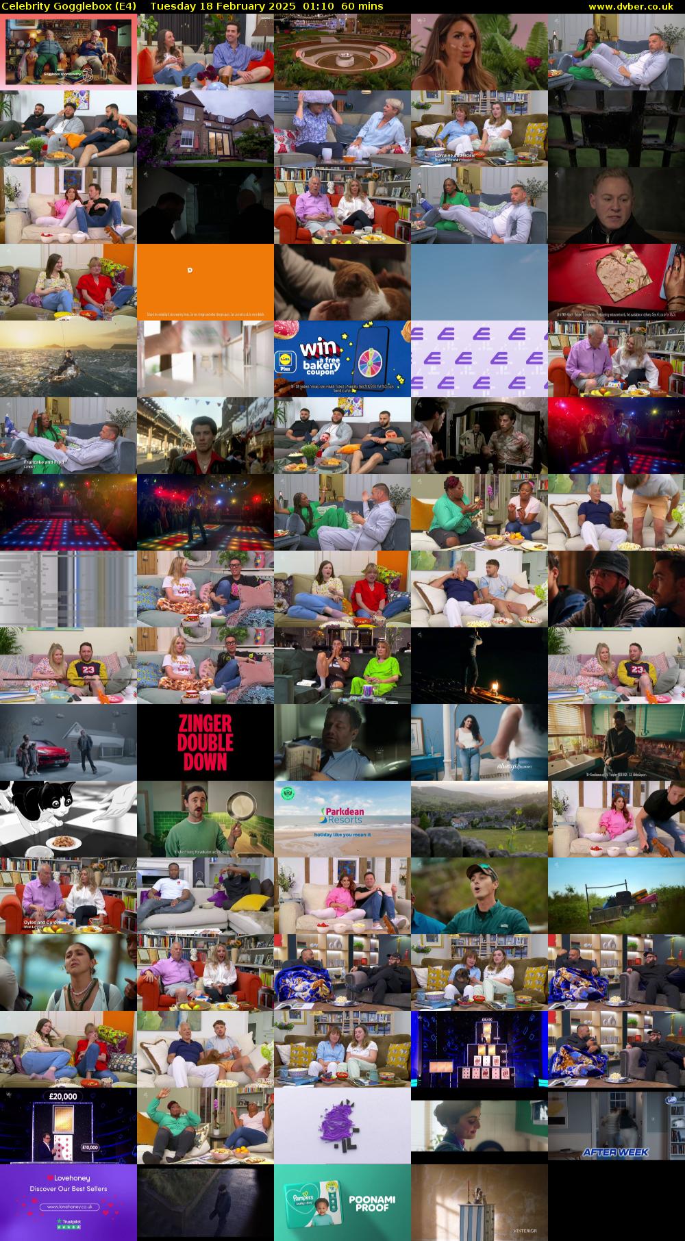 Celebrity Gogglebox (E4) Tuesday 18 February 2025 01:10 - 02:10