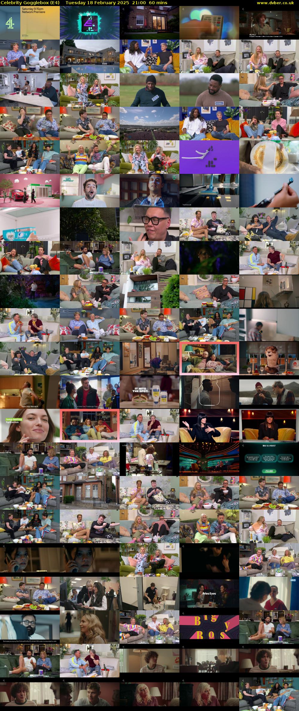 Celebrity Gogglebox (E4) Tuesday 18 February 2025 21:00 - 22:00