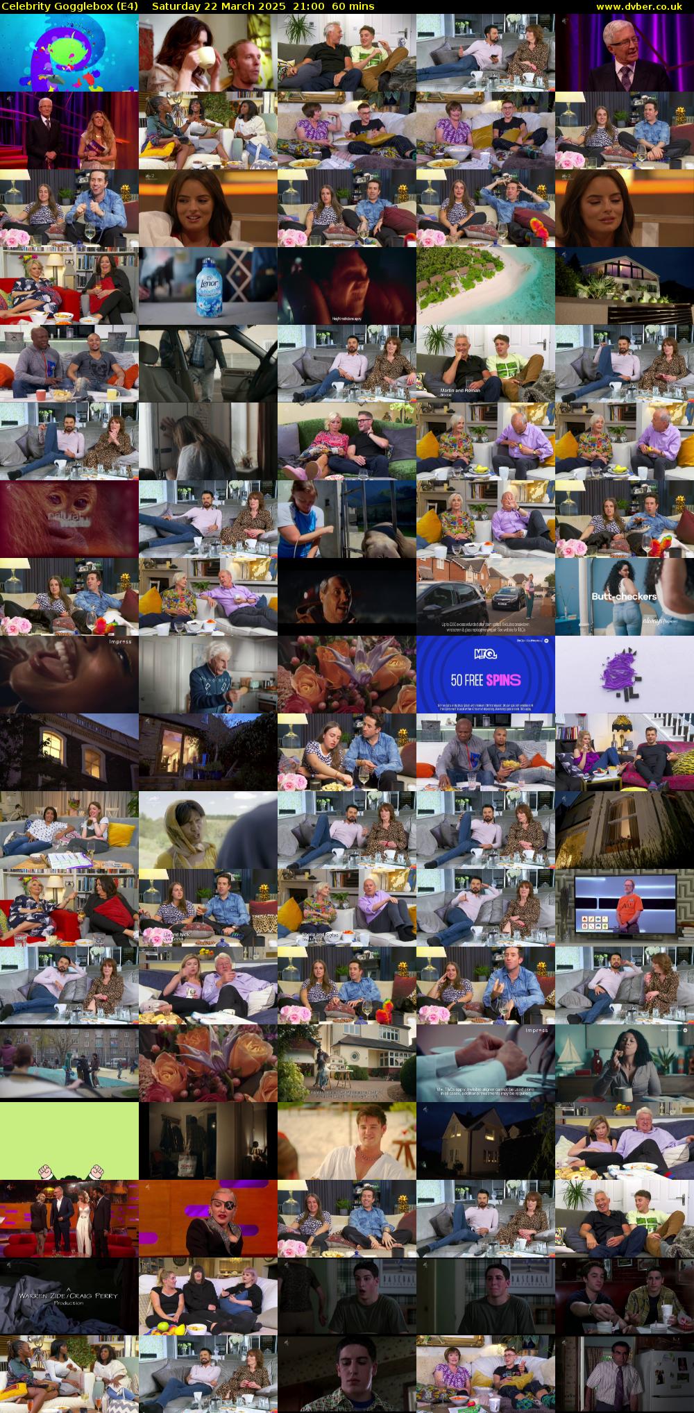 Celebrity Gogglebox (E4) Saturday 22 March 2025 21:00 - 22:00