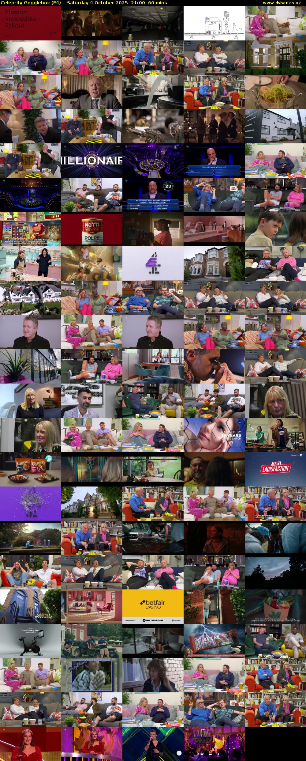 Celebrity Gogglebox (E4) Saturday 4 October 2025 21:00 - 22:00