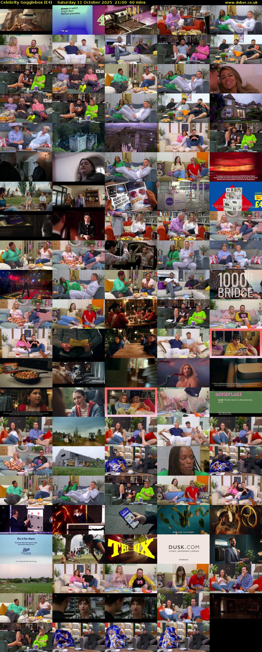 Celebrity Gogglebox (E4) Saturday 11 October 2025 21:00 - 22:00