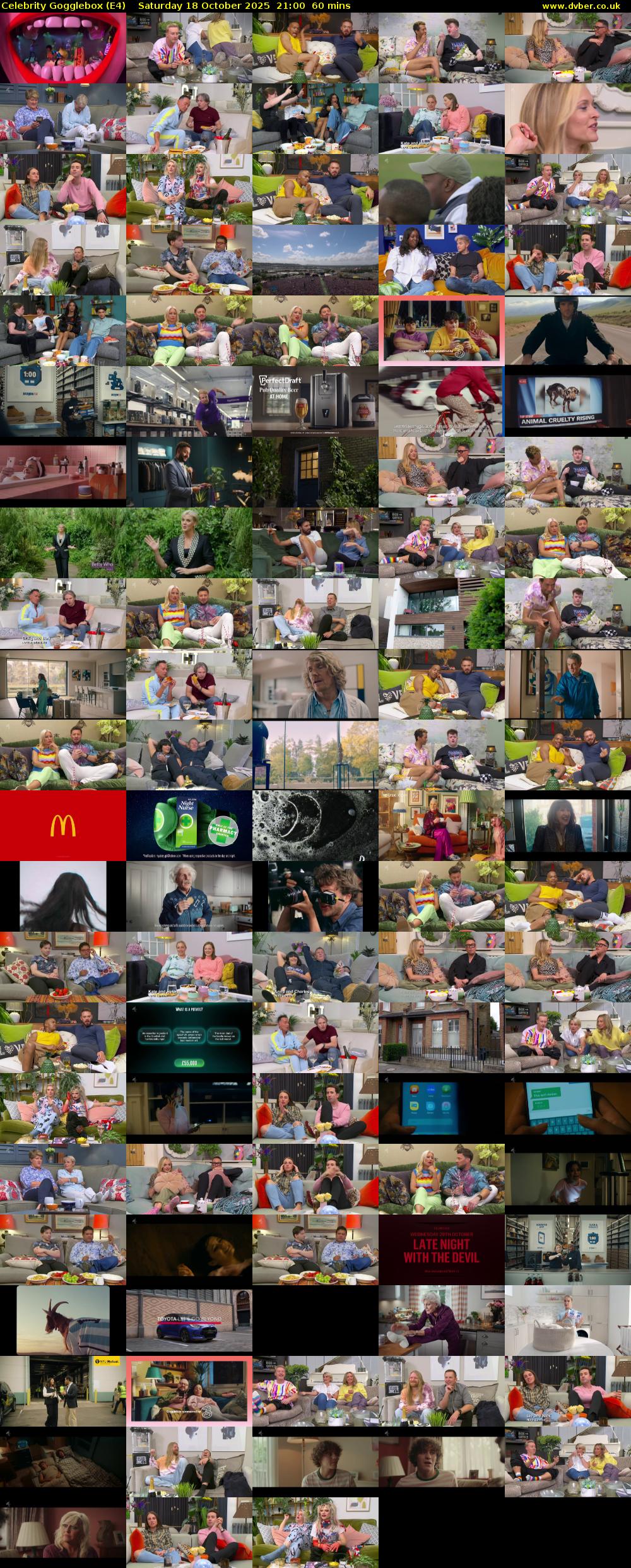 Celebrity Gogglebox (E4) Saturday 18 October 2025 21:00 - 22:00