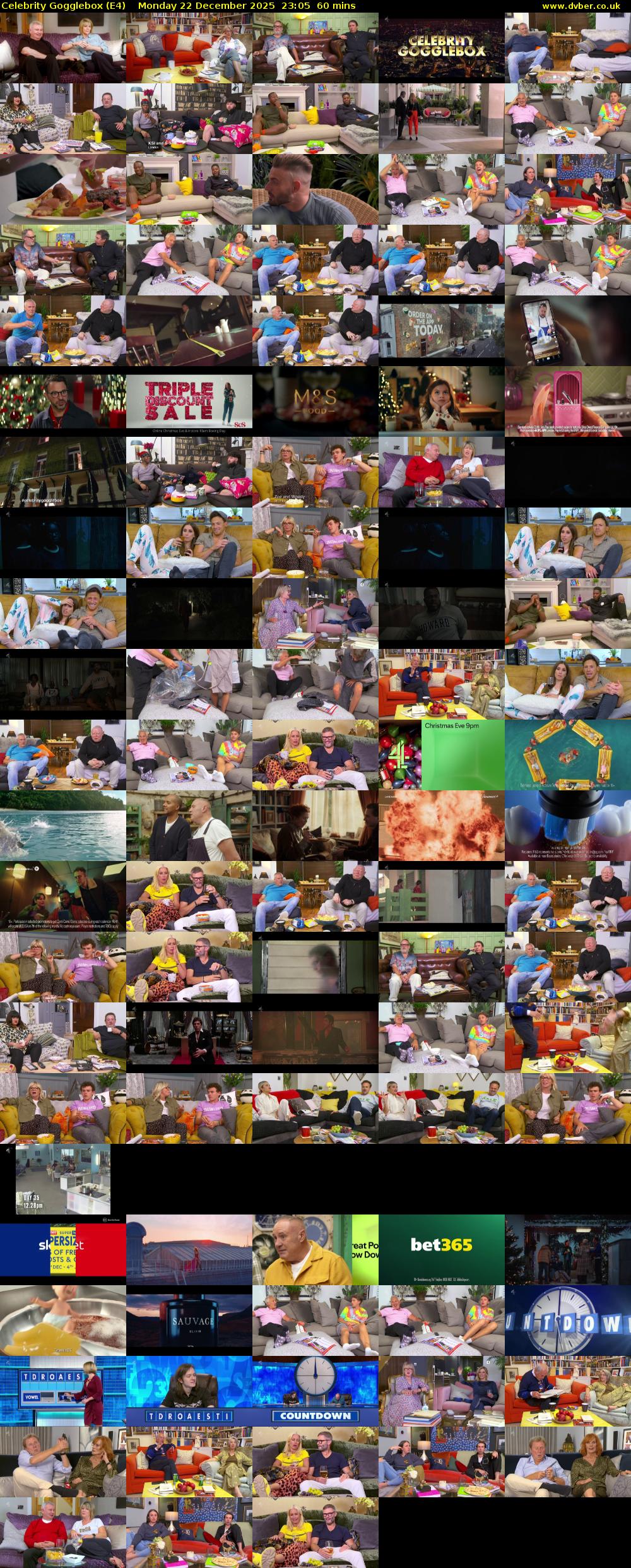 Celebrity Gogglebox (E4) Monday 22 December 2025 23:05 - 00:05