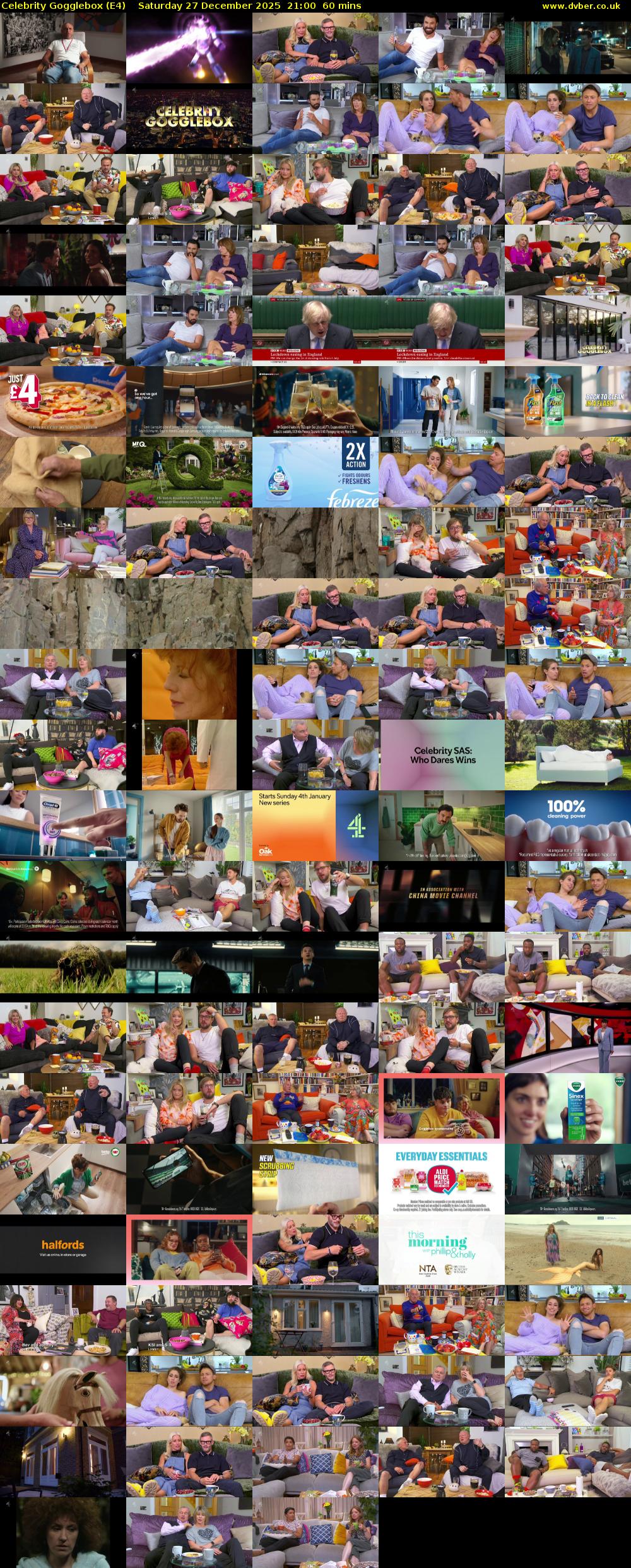 Celebrity Gogglebox (E4) Saturday 27 December 2025 21:00 - 22:00