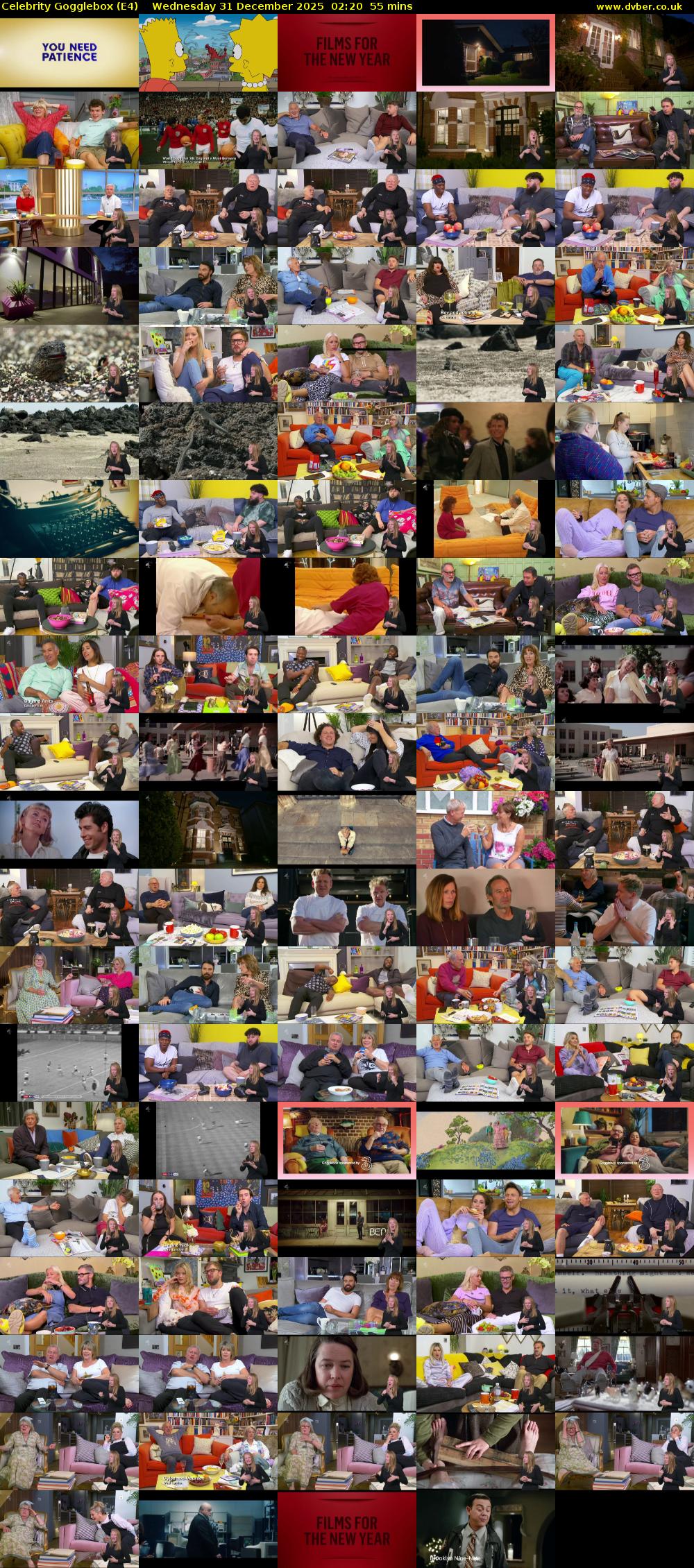 Celebrity Gogglebox (E4) Wednesday 31 December 2025 02:20 - 03:15