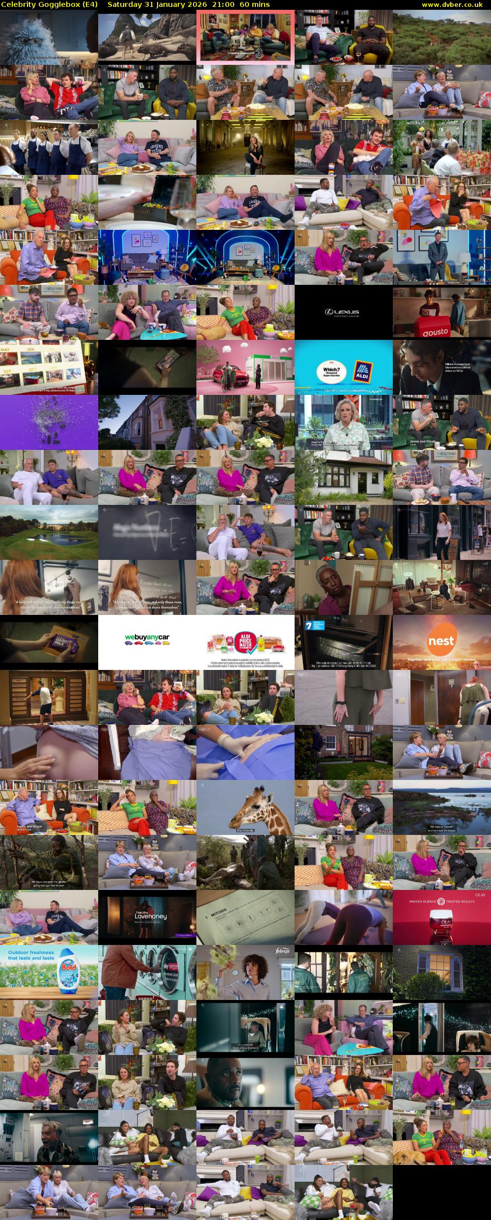Celebrity Gogglebox (E4) Saturday 31 January 2026 21:00 - 22:00