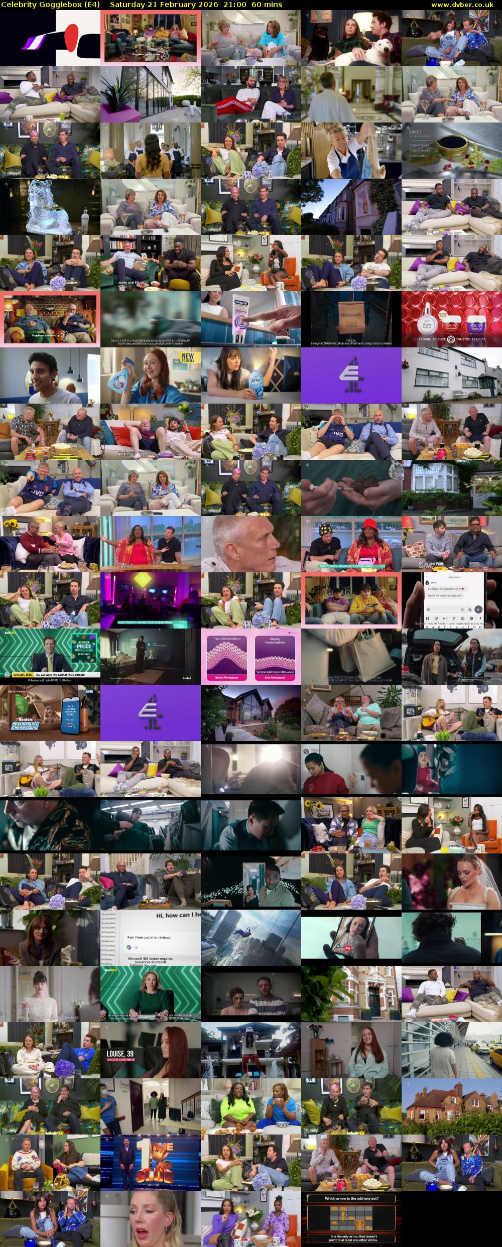 Celebrity Gogglebox (E4) Saturday 21 February 2026 21:00 - 22:00