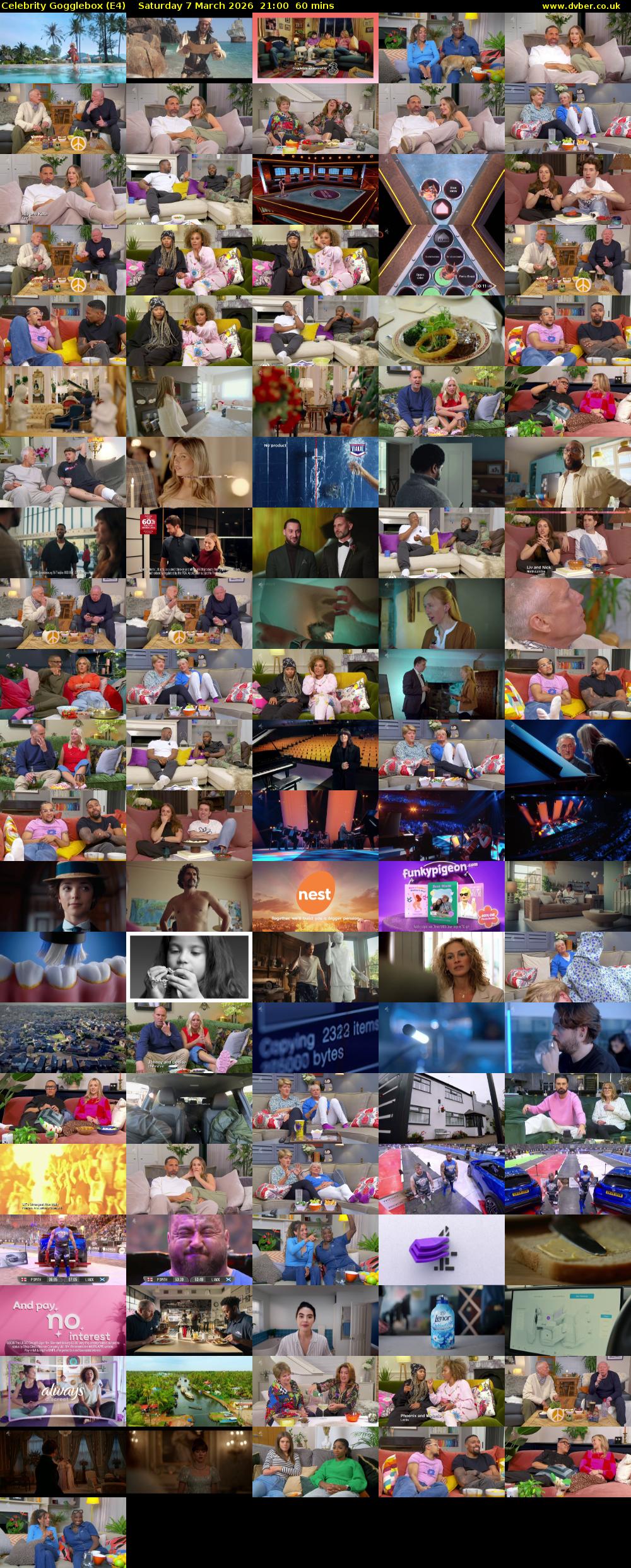 Celebrity Gogglebox (E4) Saturday 7 March 2026 21:00 - 22:00