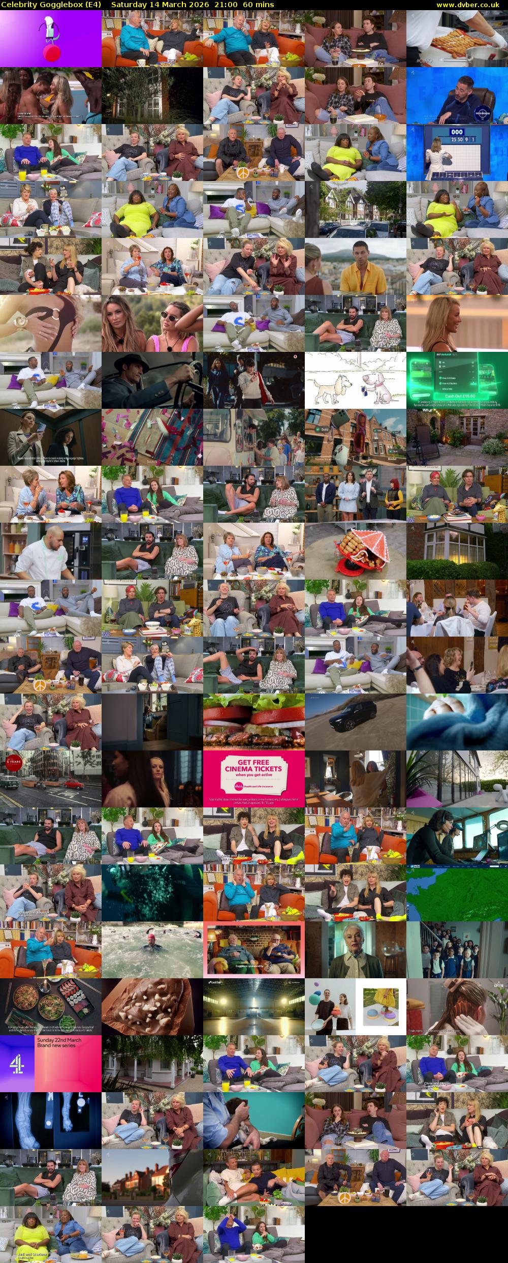 Celebrity Gogglebox (E4) Saturday 14 March 2026 21:00 - 22:00