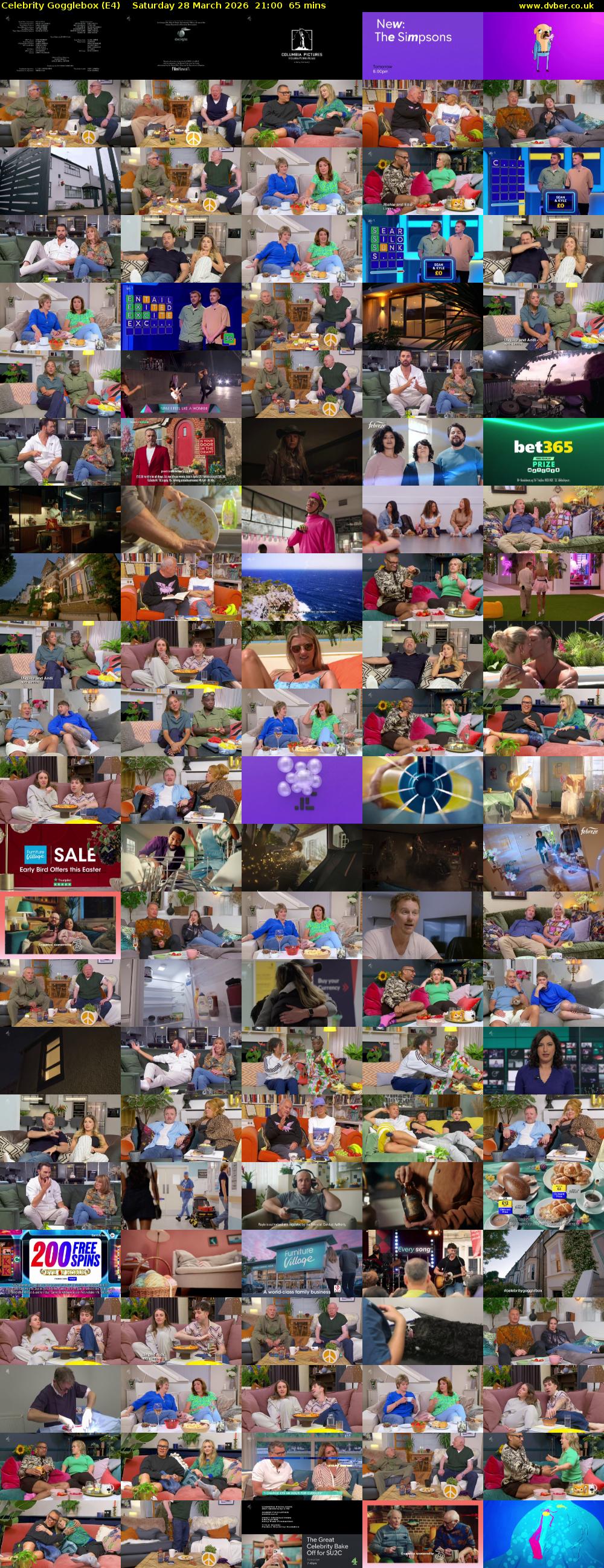 Celebrity Gogglebox (E4) Saturday 28 March 2026 21:00 - 22:05