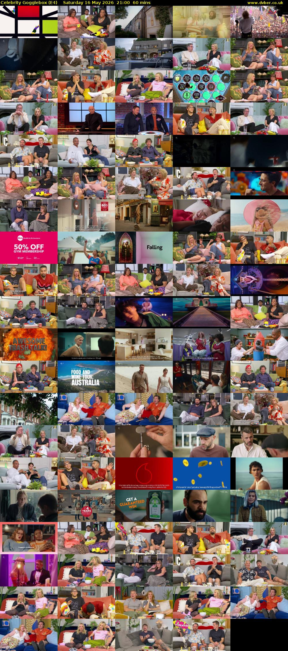 Celebrity Gogglebox (E4) Saturday 16 May 2026 21:00 - 22:00