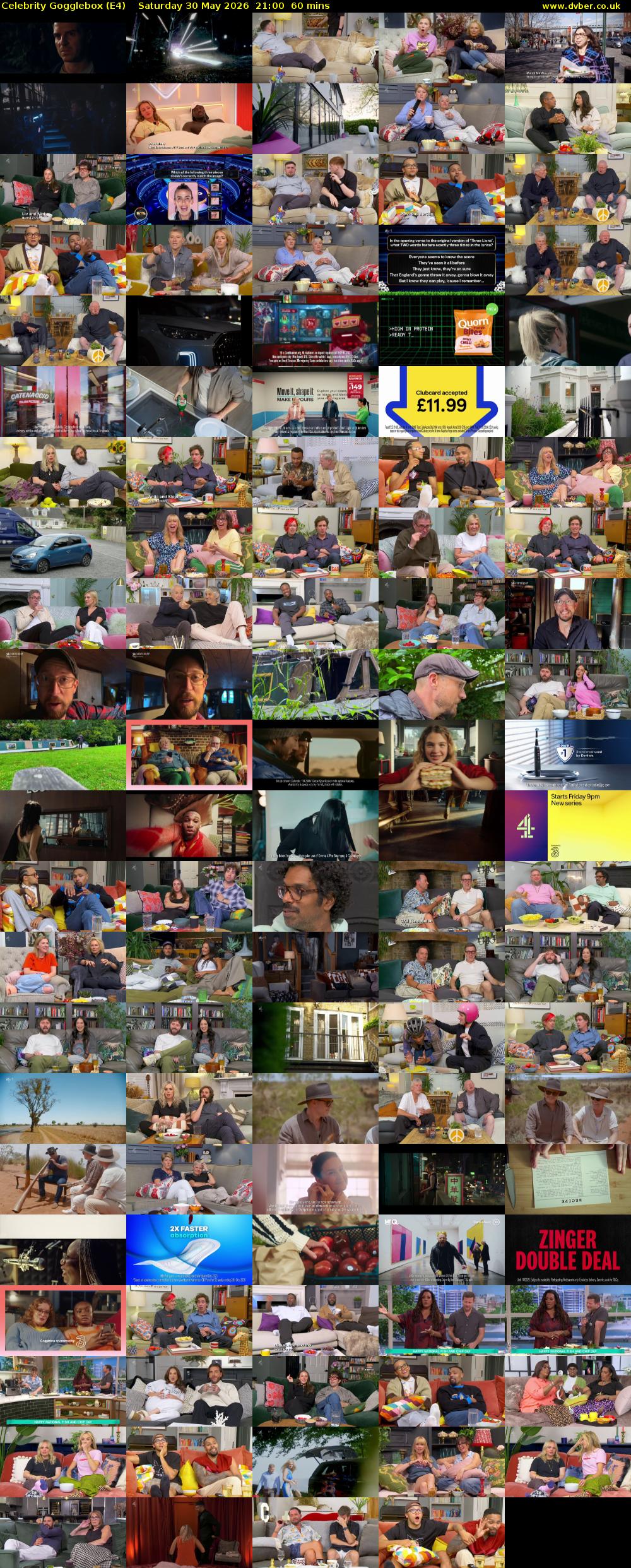 Celebrity Gogglebox (E4) Saturday 30 May 2026 21:00 - 22:00