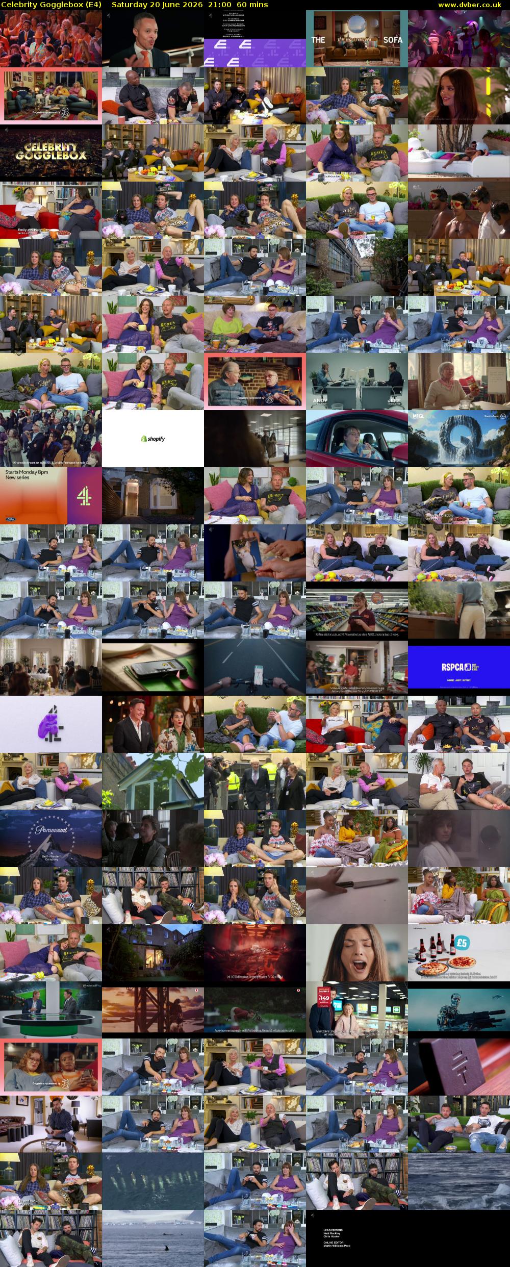 Celebrity Gogglebox (E4) Saturday 20 June 2026 21:00 - 22:00