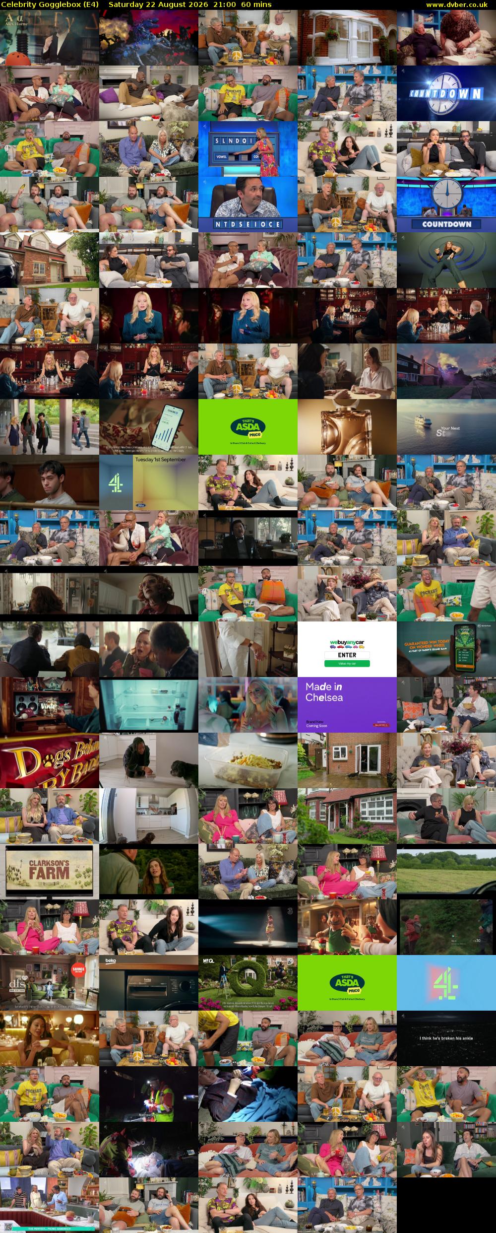Celebrity Gogglebox (E4) Saturday 22 August 2026 21:00 - 22:00