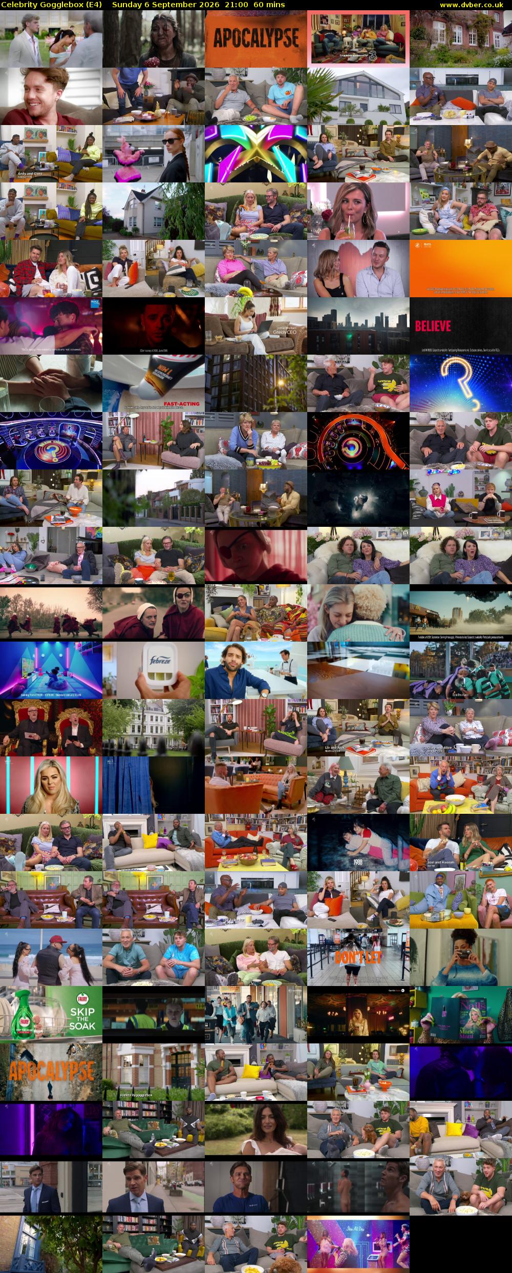 Celebrity Gogglebox (E4) Sunday 6 September 2026 21:00 - 22:00