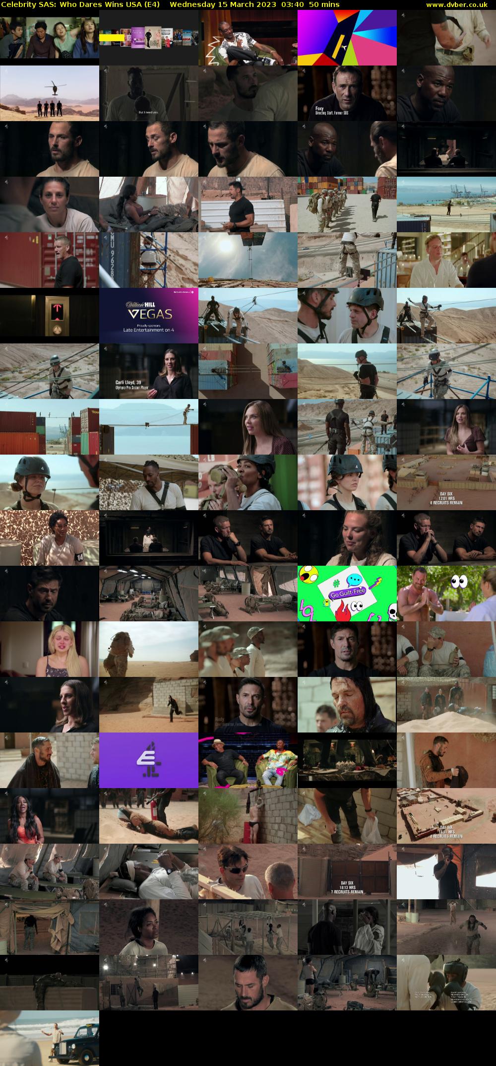 Celebrity SAS: Who Dares Wins USA (E4) Wednesday 15 March 2023 03:40 - 04:30