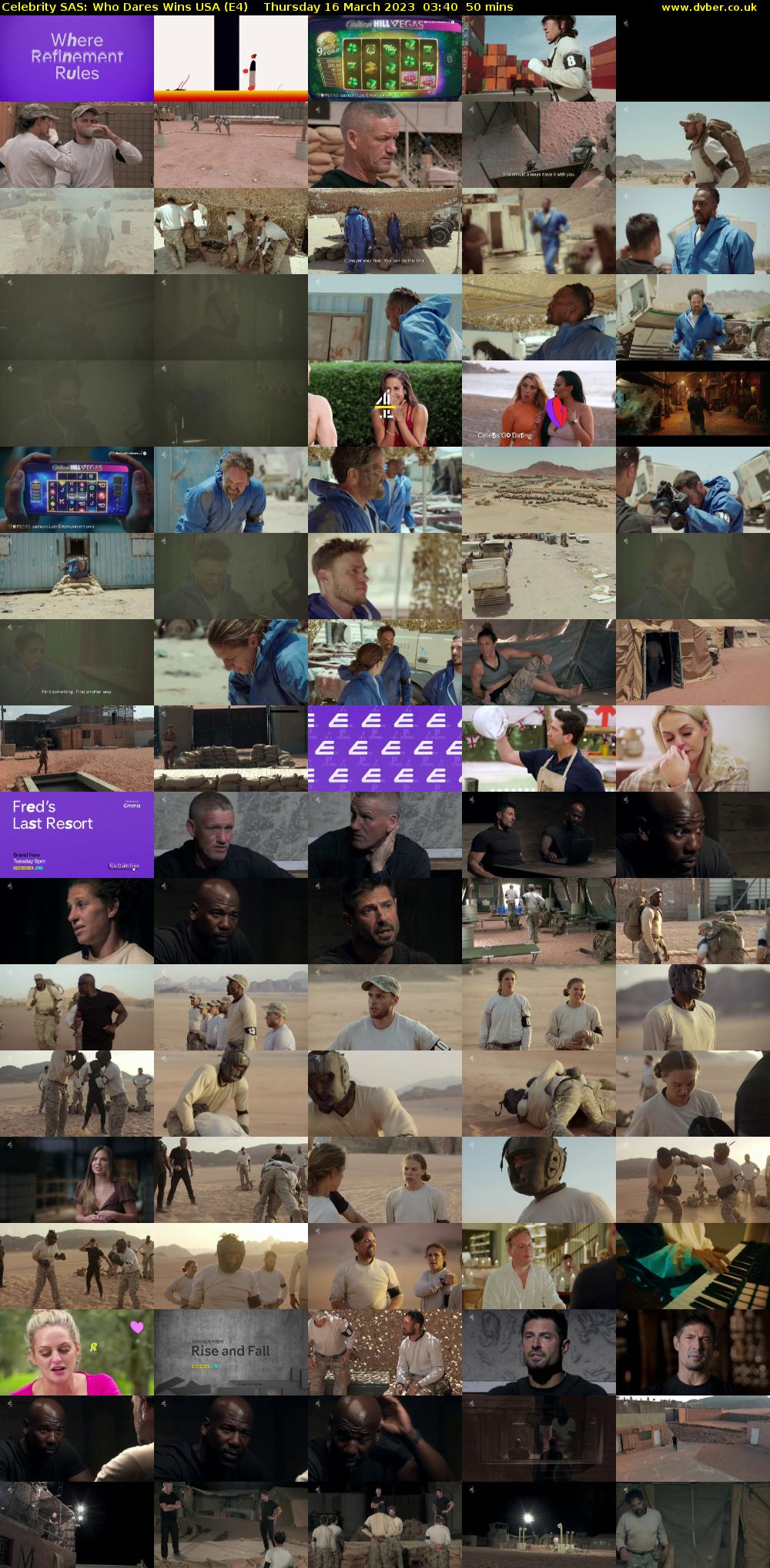 Celebrity SAS: Who Dares Wins USA (E4) Thursday 16 March 2023 03:40 - 04:30