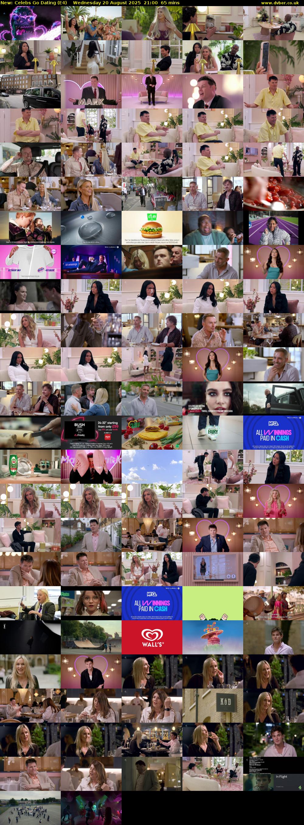 Celebs Go Dating (E4) Wednesday 20 August 2025 21:00 - 22:05