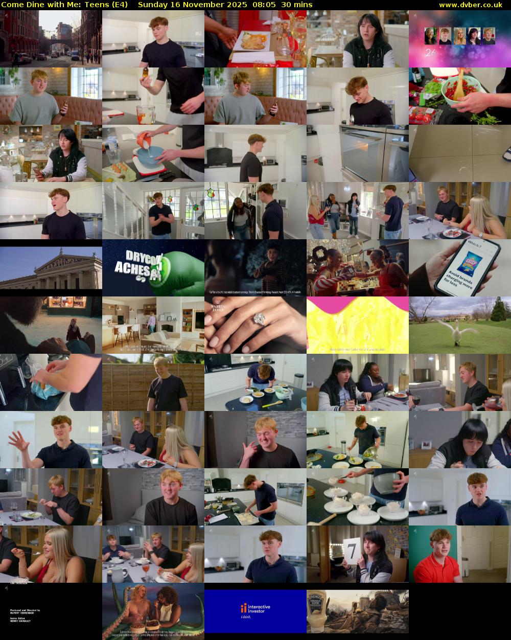 Come Dine with Me: Teens (E4) Sunday 16 November 2025 08:05 - 08:35