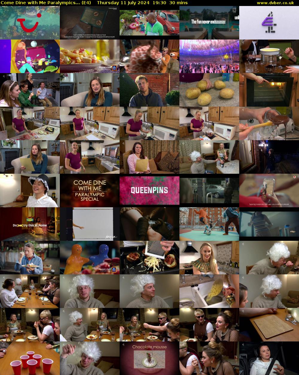 Come Dine with Me Paralympics... (E4) Thursday 11 July 2024 19:30 - 20:00