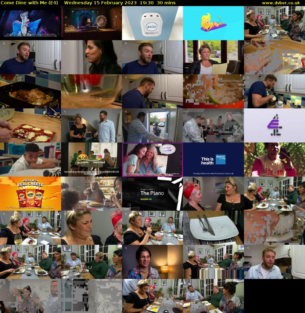 Come Dine with Me (E4) Wednesday 15 February 2023 19:30 - 20:00