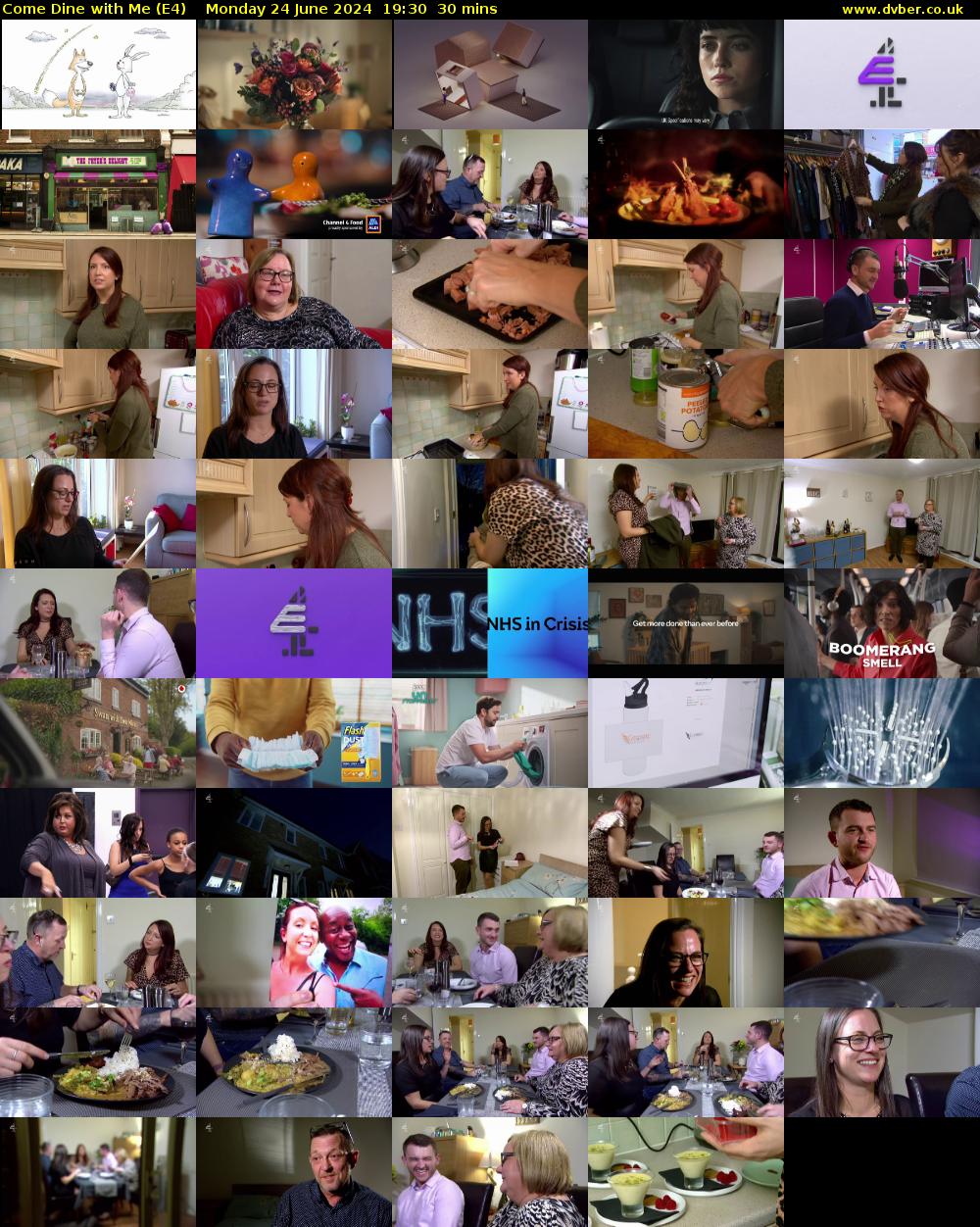 Come Dine with Me (E4) Monday 24 June 2024 19:30 - 20:00