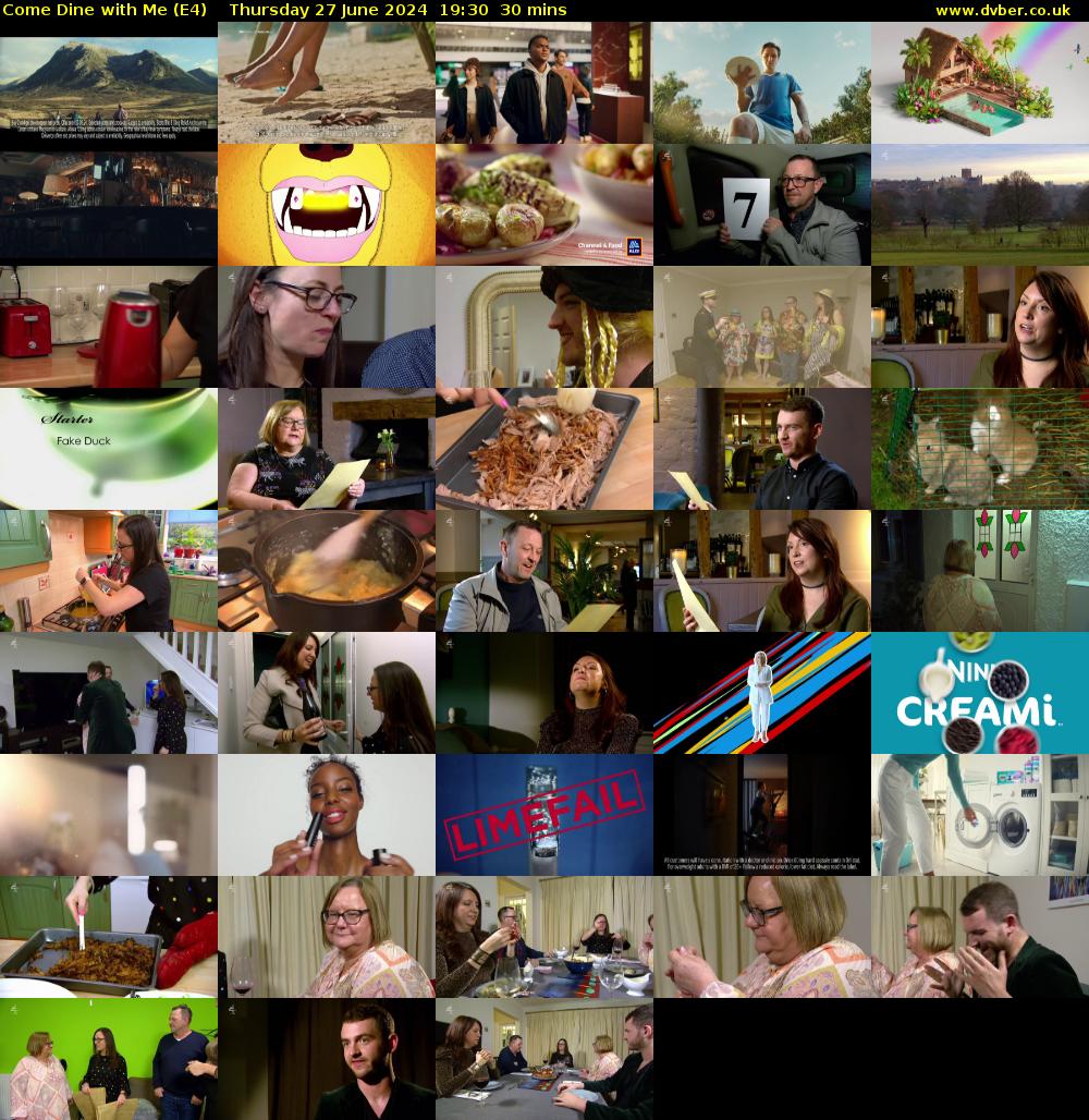 Come Dine with Me (E4) Thursday 27 June 2024 19:30 - 20:00