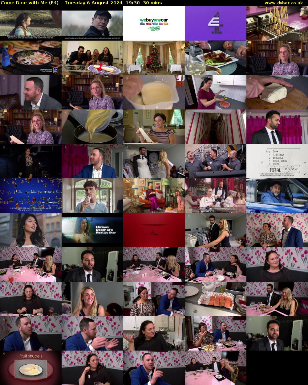 Come Dine with Me (E4) Tuesday 6 August 2024 19:30 - 20:00