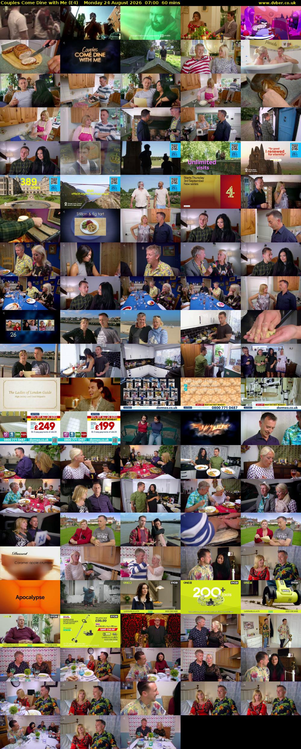 Couples Come Dine with Me (E4) Monday 24 August 2026 07:00 - 08:00