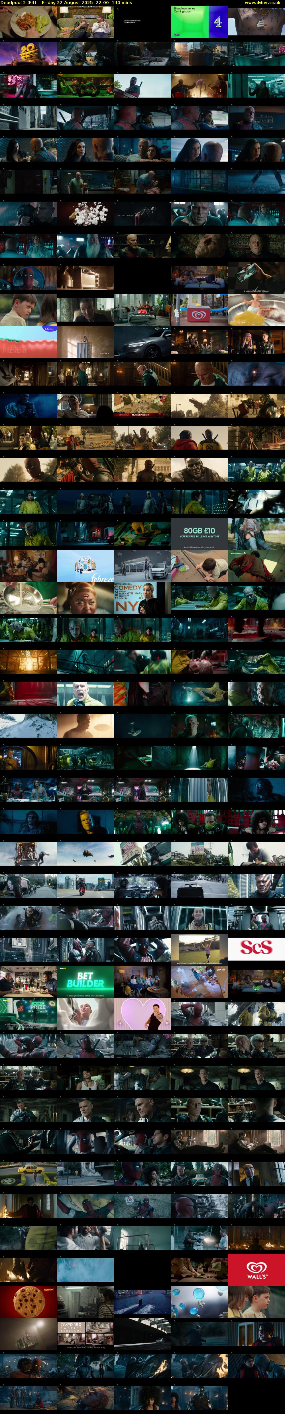 Deadpool 2 (E4) Friday 22 August 2025 22:00 - 00:20