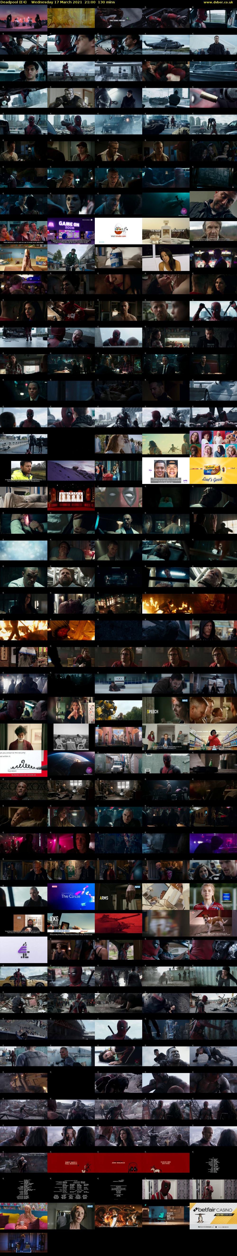 Deadpool (E4) Wednesday 17 March 2021 21:00 - 23:10