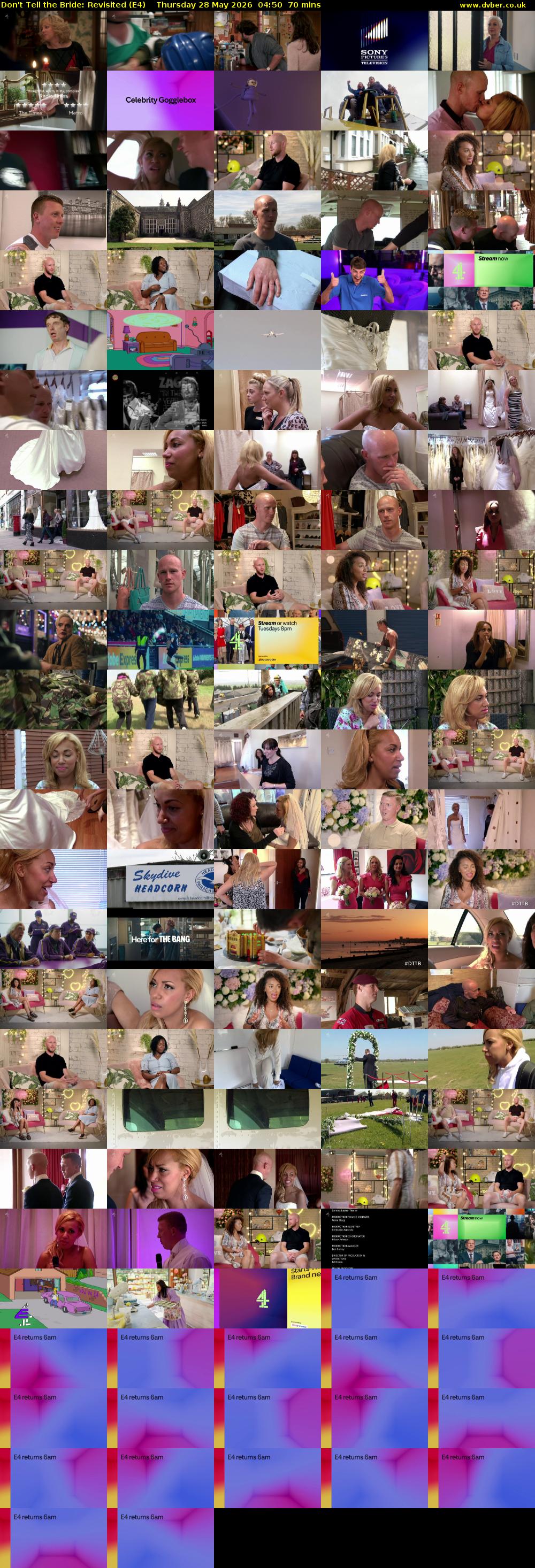 Don't Tell the Bride: Revisited (E4) Thursday 28 May 2026 04:50 - 06:00