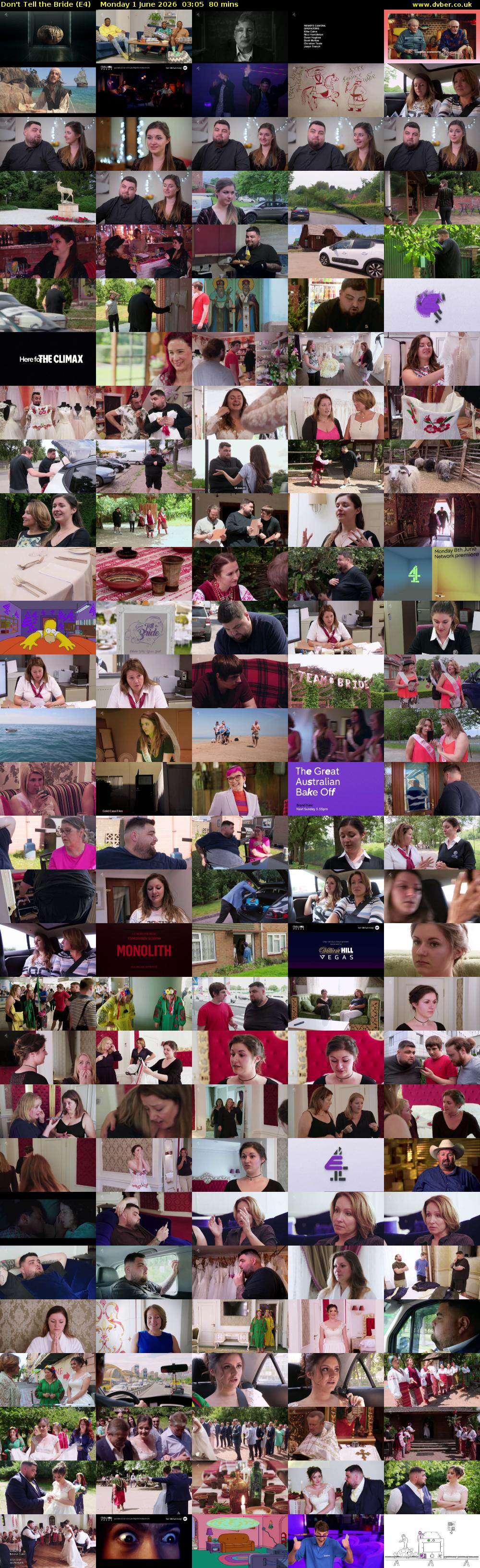 Don't Tell the Bride (E4) Monday 1 June 2026 03:05 - 04:25