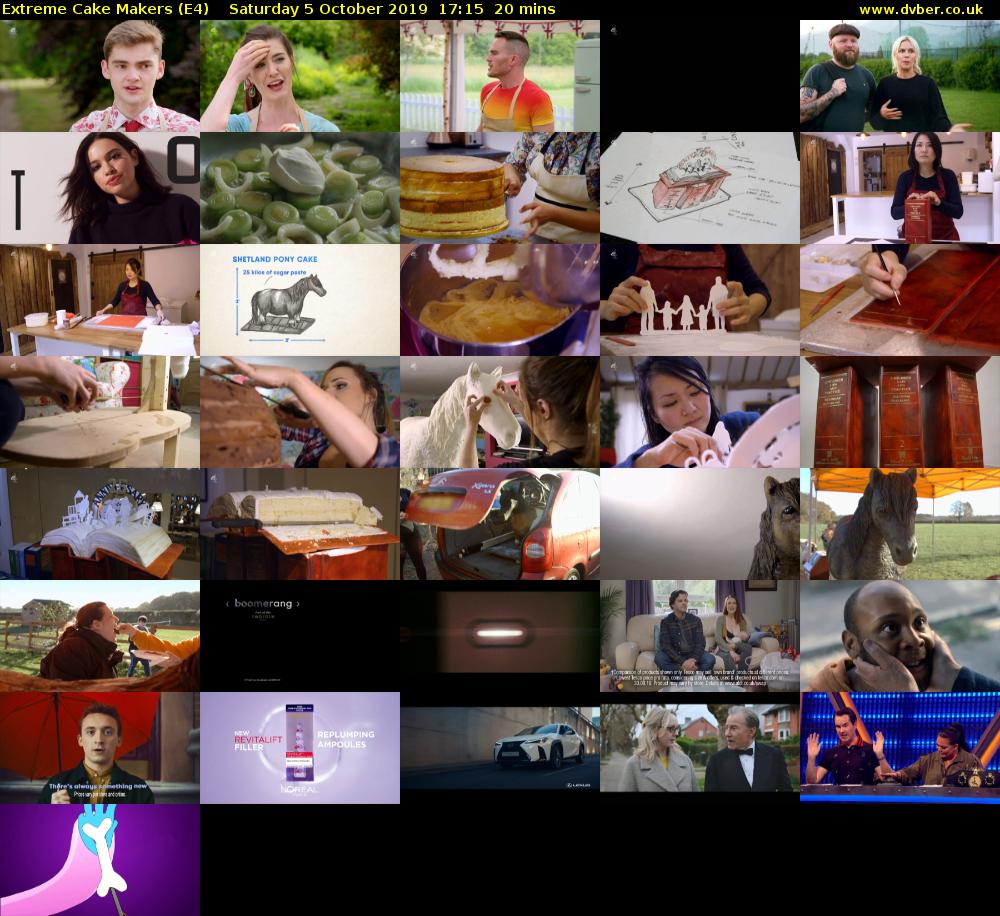 Extreme Cake Makers (E4) Saturday 5 October 2019 17:15 - 17:35