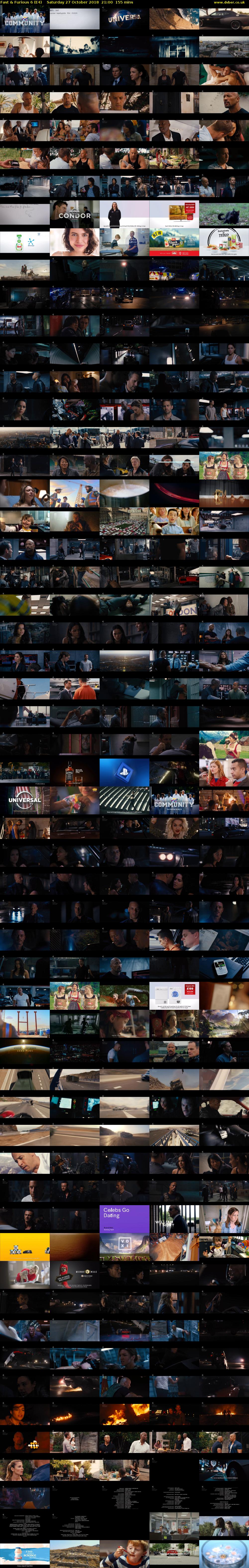 Fast & Furious 6 (E4) Saturday 27 October 2018 21:00 - 23:35