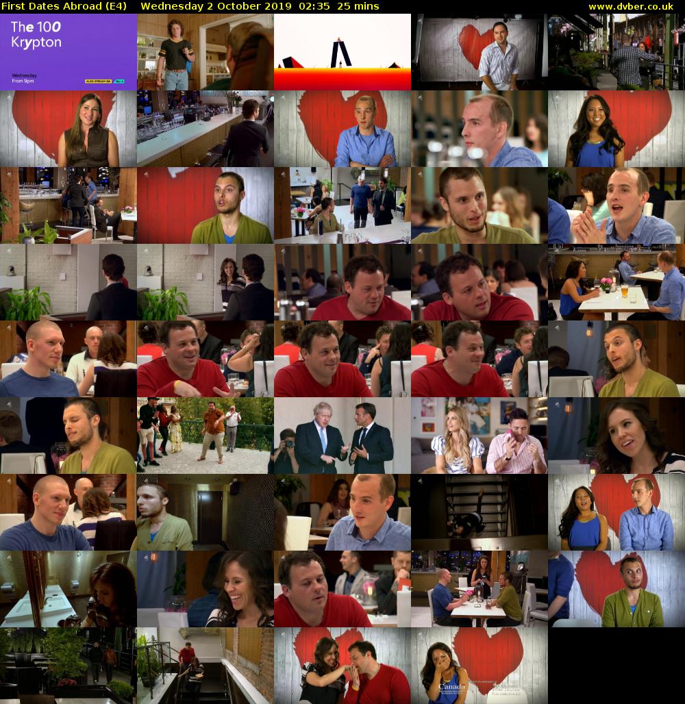 First Dates Abroad (E4) Wednesday 2 October 2019 02:35 - 03:00