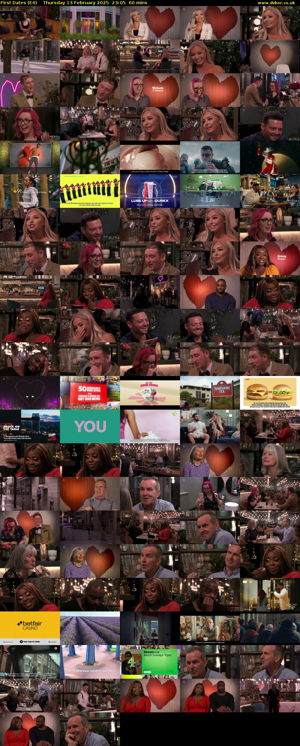 First Dates (E4) Thursday 13 February 2025 23:05 - 00:05