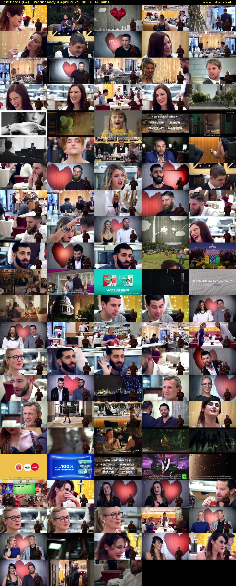 First Dates (E4) Wednesday 9 April 2025 00:10 - 01:10