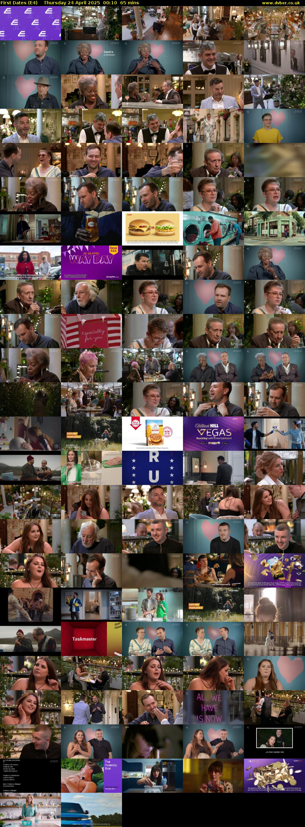 First Dates (E4) Thursday 24 April 2025 00:10 - 01:15