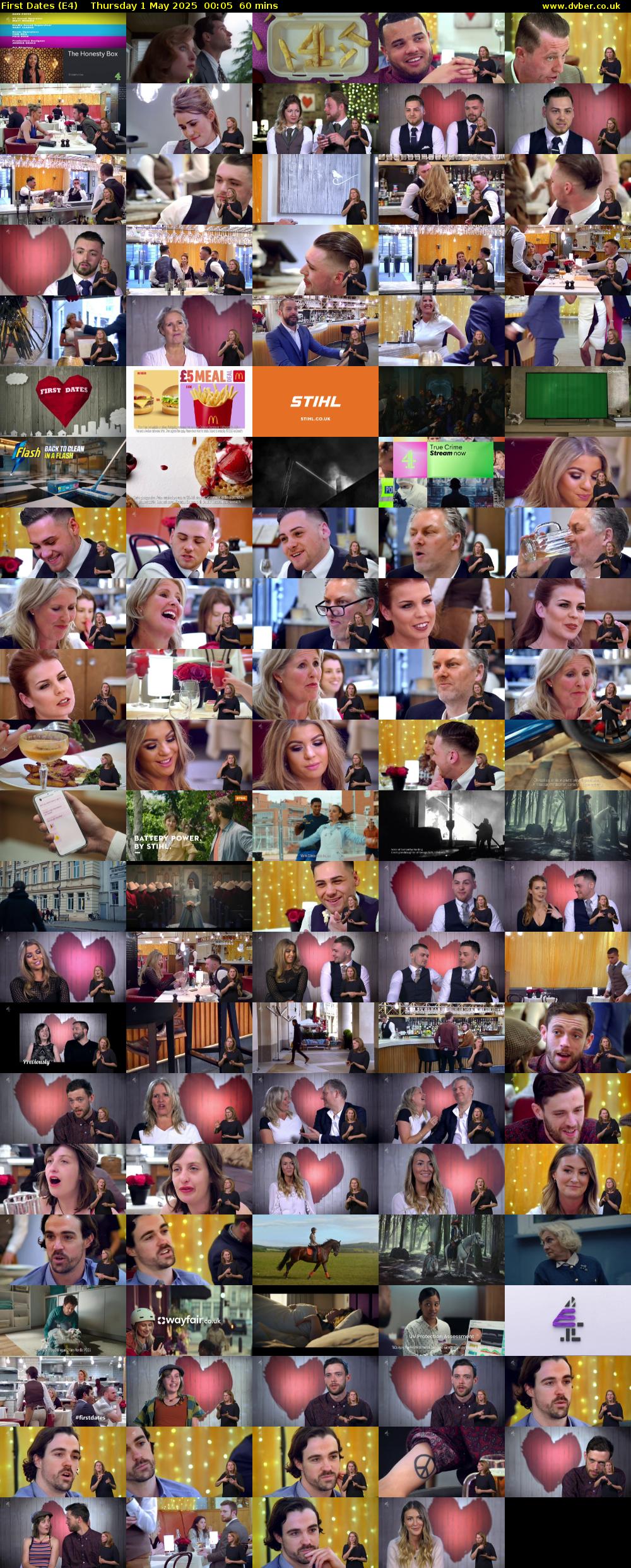 First Dates (E4) Thursday 1 May 2025 00:05 - 01:05